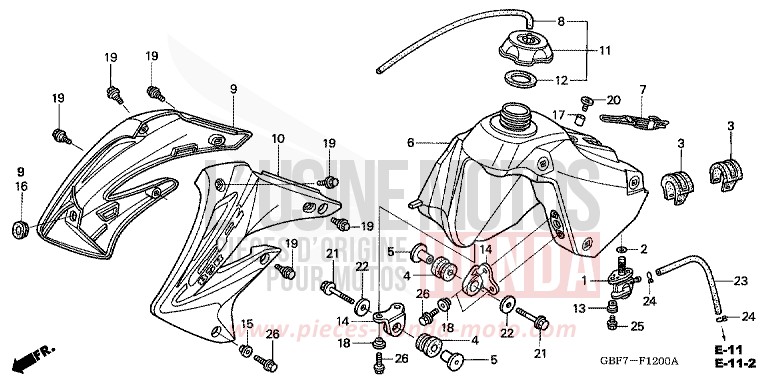 RESERVOIR A CARBURANT de CR85R "Grandes Roues" EXTREME RED (R292) 2004